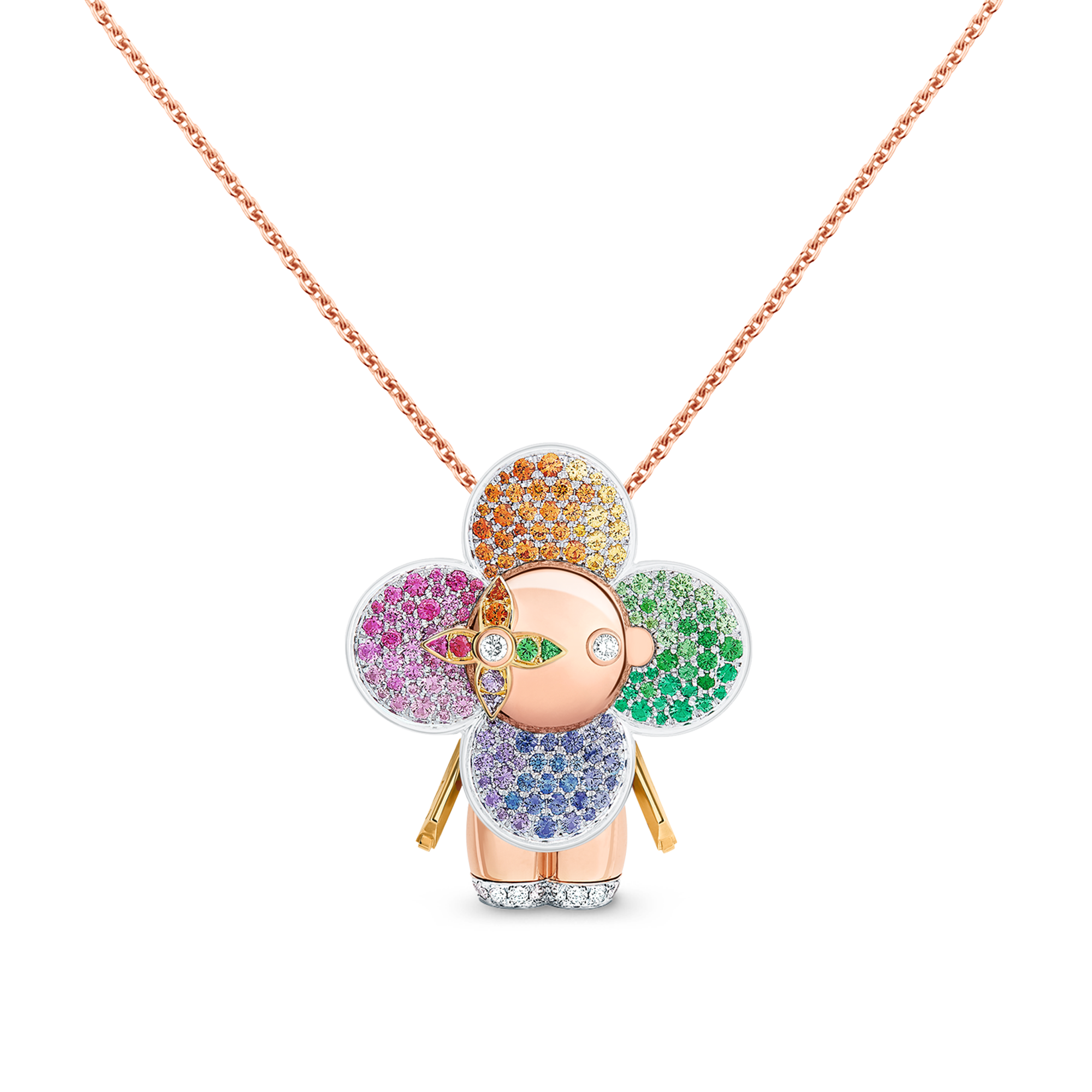 Vivienne Rainbow Pendant, 3 Golds, Diamonds And Coloured Gemstones  in Jewellery's Categories All Fine Jewellery collections by Louis Vuitton (Product zoom)